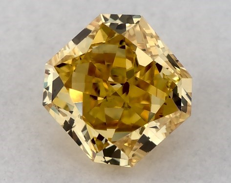 GIA 0.50 Carat Fancy Intense Yellow Orange-SI1 Square Radiant Cut Diamond